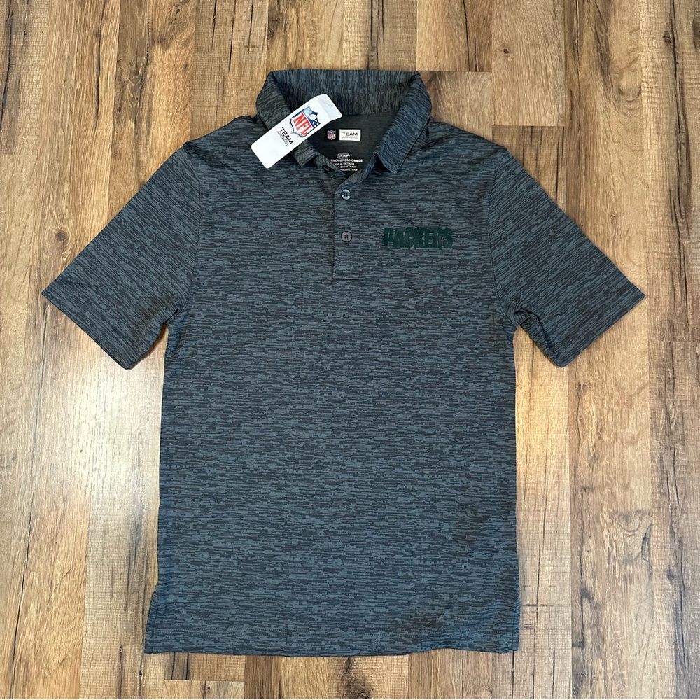 NFL Gray Green Bay Packers Polo Shirt with Green Logo